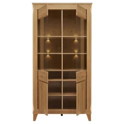 Garnero Arredamenti Vetrinette|Vetrinette-Vetrinetta 102x202h cm 4 ante rovere scuro Lucca