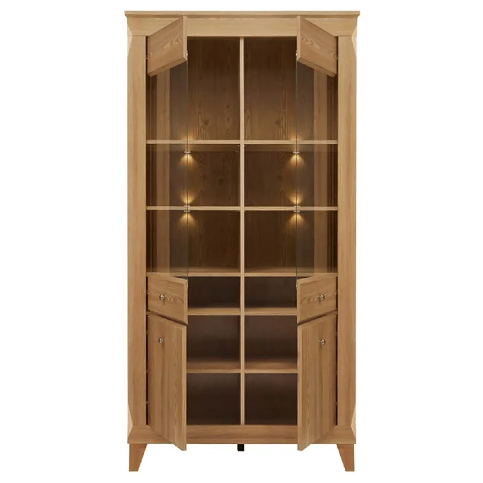 Garnero Arredamenti Vetrinette|Vetrinette-Vetrinetta 102x202h cm 4 ante rovere scuro Lucca