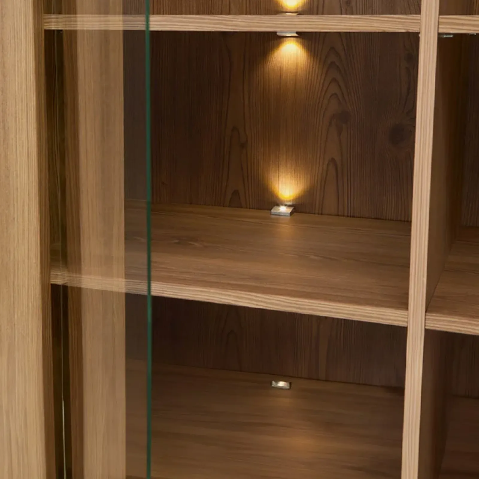 Garnero Arredamenti Vetrinette|Vetrinette-Vetrinetta 102x202h cm 4 ante rovere scuro Lucca