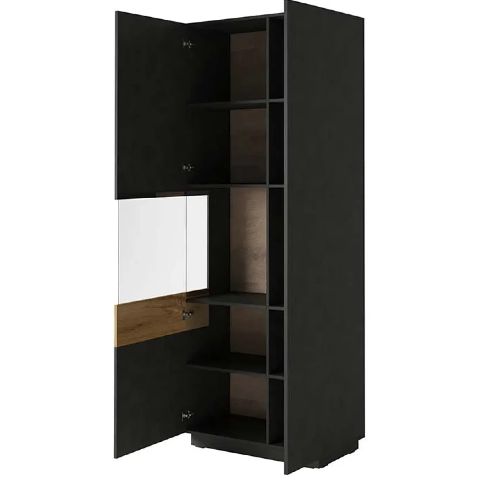 Garnero Arredamenti Vetrinette|Vetrinette-Vetrinetta 80x207h cm 2 ante sinistra moderna antracite rovere Bahama Antracite - Rovere Rustico