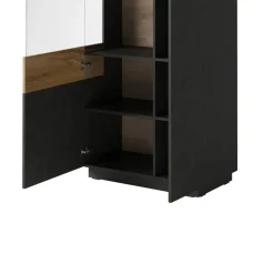 Garnero Arredamenti Vetrinette|Vetrinette-Vetrinetta 80x207h cm 2 ante sinistra moderna antracite rovere Bahama Antracite - Rovere Rustico