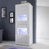 Garnero Arredamenti Vetrinette|Vetrinette-Vetrinetta 61x161h cm 2 ante soggiorno moderna bianco lucido Eternity