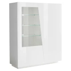 Garnero Arredamenti Vetrinette|Vetrinette-Vetrinetta 120x146h cm 2 ante soggiorno Candia Gihome® Bianco Lucido