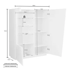 Garnero Arredamenti Vetrinette|Vetrinette-Vetrinetta 120x146h cm 2 ante soggiorno Candia Gihome® Bianco Lucido