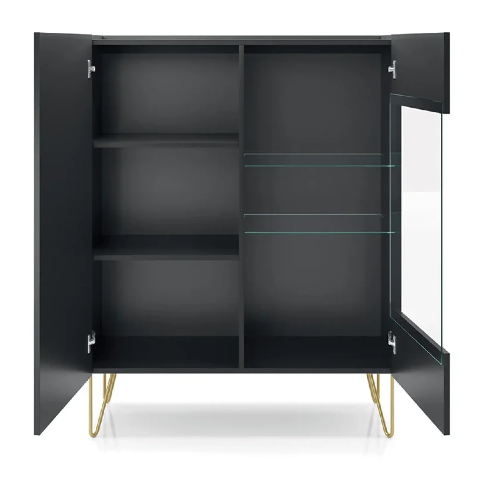 Garnero Arredamenti Vetrinette|Vetrinette-Vetrinetta 97x123h cm 2 ante soggiorno nero effetto marmo Sirena