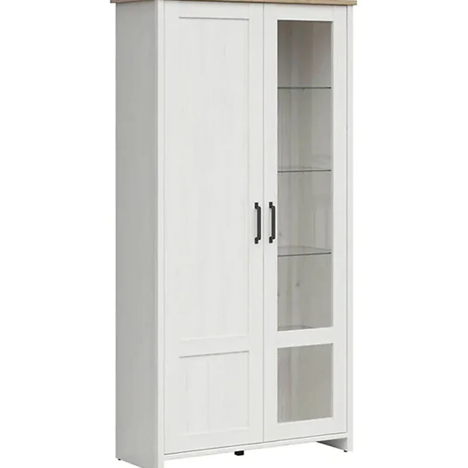 Garnero Arredamenti Vetrinette|Vetrinette-Vetrinetta 102x201h cm 2 ante soggiorno bianco frassinato rovere Lars