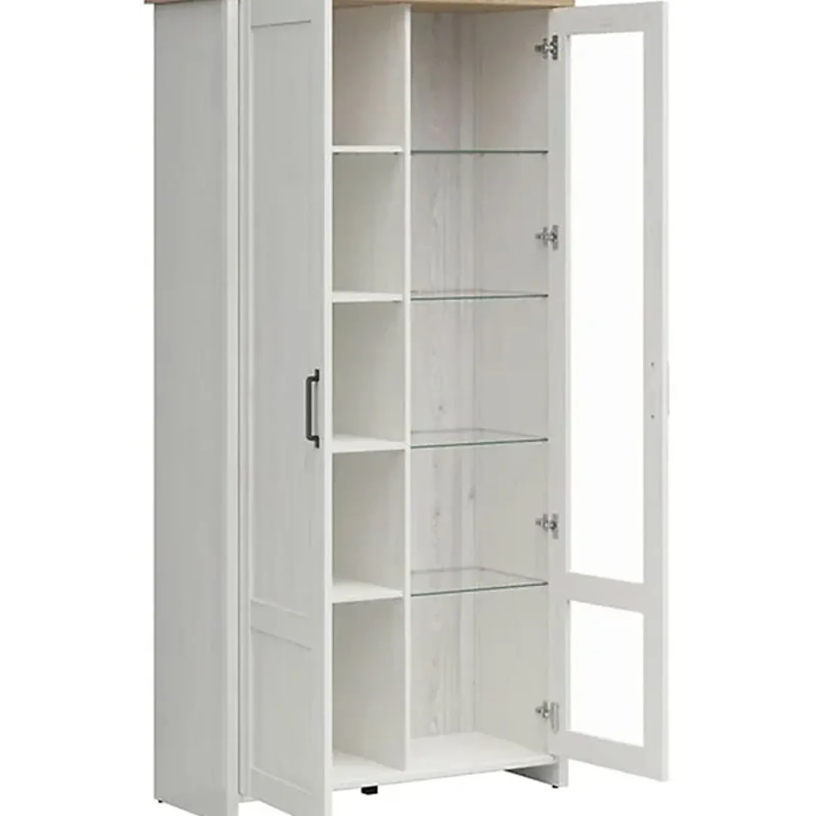 Garnero Arredamenti Vetrinette|Vetrinette-Vetrinetta 102x201h cm 2 ante soggiorno bianco frassinato rovere Lars