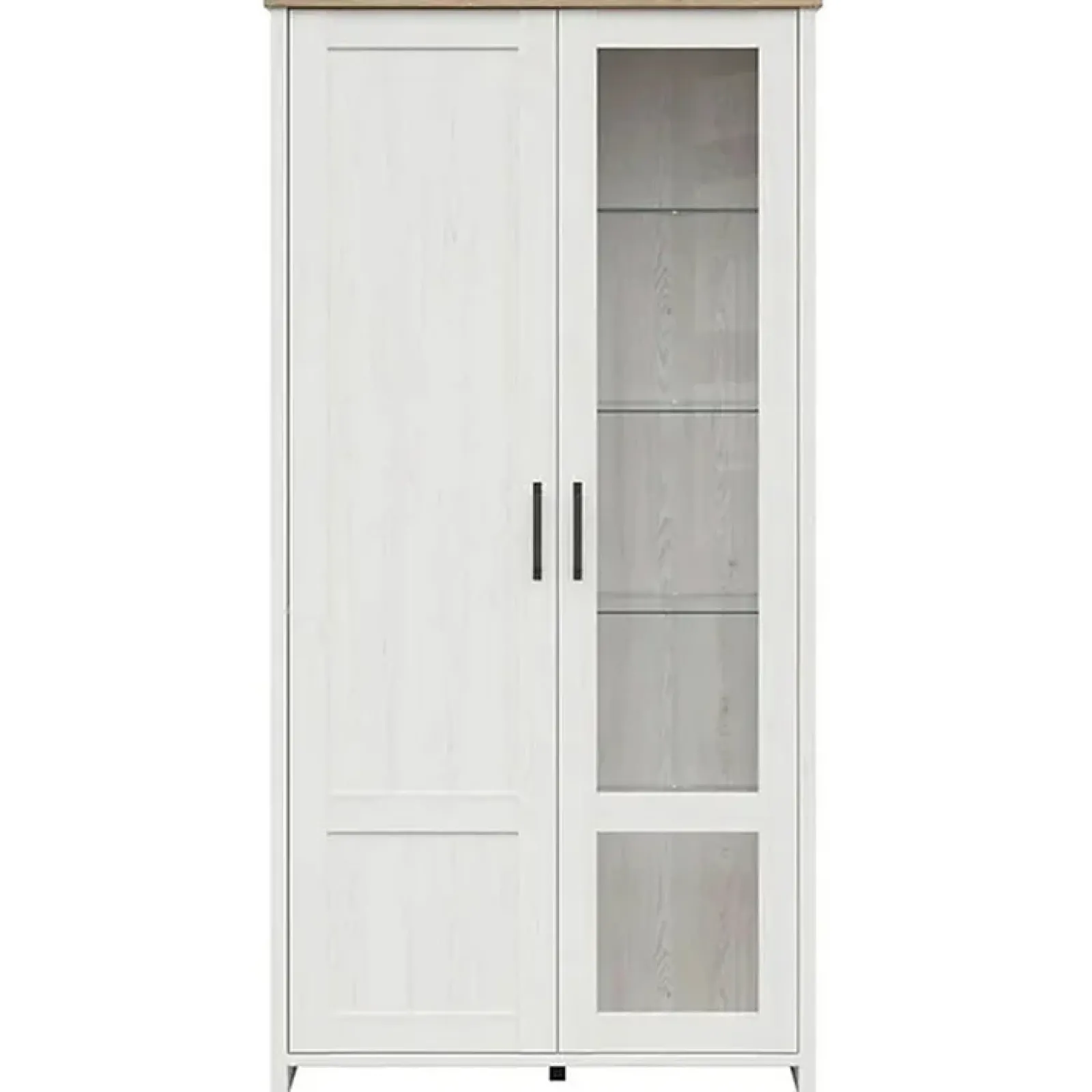 Garnero Arredamenti Vetrinette|Vetrinette-Vetrinetta 102x201h cm 2 ante soggiorno bianco frassinato rovere Lars