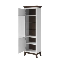 Garnero Arredamenti Vetrinette|Vetrinette-Vetrinetta 66x207h cm1 anta soggiorno bianco lucido rovere scuro Umag Bianco Lucido - Wengè