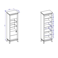 Garnero Arredamenti Vetrinette|Vetrinette-Vetrinetta 66x207h cm1 anta soggiorno bianco lucido rovere scuro Umag Bianco Lucido - Wengè