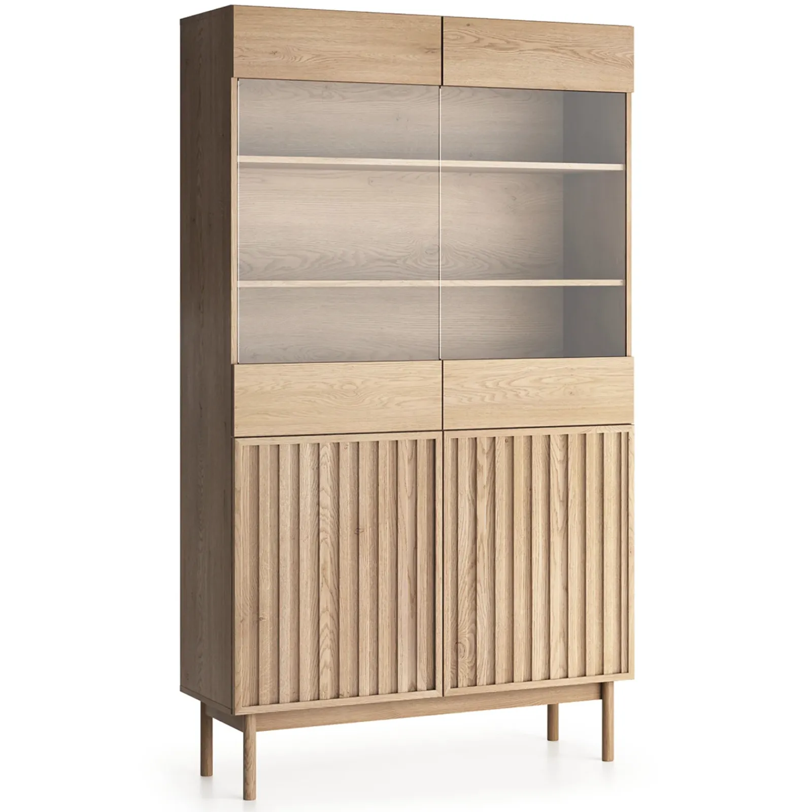 Garnero Arredamenti Vetrinette|Vetrinette-Vetrinetta 106x183h cm design cannettato rovere Colby