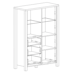 Garnero Arredamenti Credenze Moderne|Vetrinette-Vetrinetta 101x146h cm industrial 2 ante 3 cassetti rovere nero Nebraska Rovere - Nero opaco