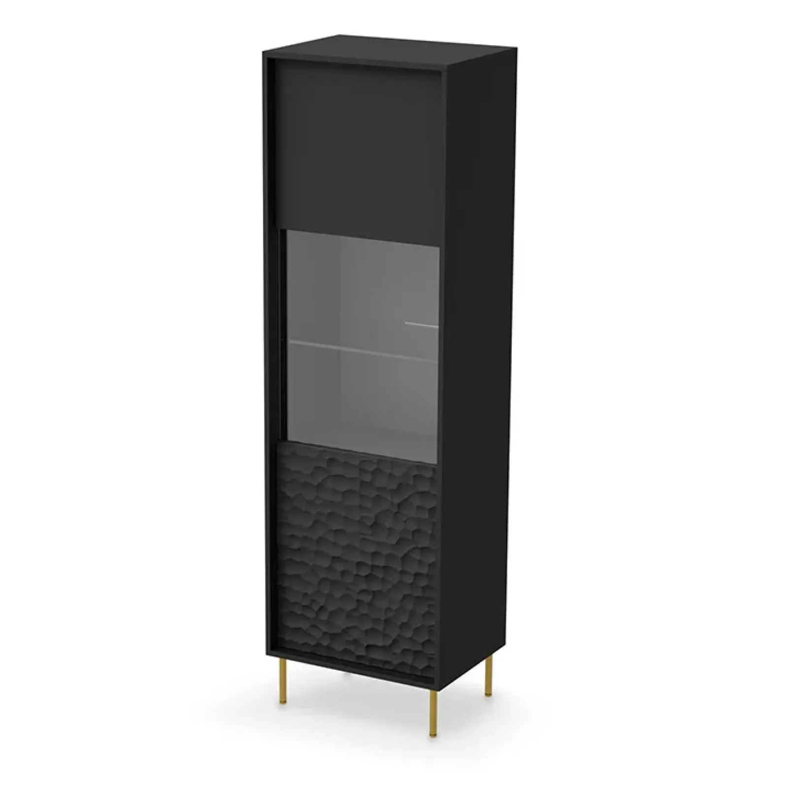 Garnero Arredamenti Vetrinette|Vetrinette-Vetrinetta 55x185h cm moderna soggiorno nero oro Osaka