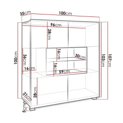 Garnero Arredamenti Vetrinette|Vetrinette-Vetrinetta 100x107h cm moderna  soggiorno bianco Corale Bianco Lucido