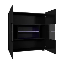 Garnero Arredamenti Vetrinette|Vetrinette-Vetrinetta 100x107h cm moderna soggiorno nero Corale Nero Lucido