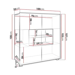 Garnero Arredamenti Vetrinette|Vetrinette-Vetrinetta 100x107h cm moderna soggiorno nero Corale Nero Lucido