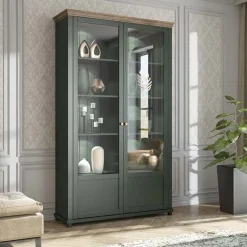 Garnero Arredamenti Vetrinette|Vetrinette-Vetrinetta 126x200h cm soggiorno moderna quercia Texel Verde